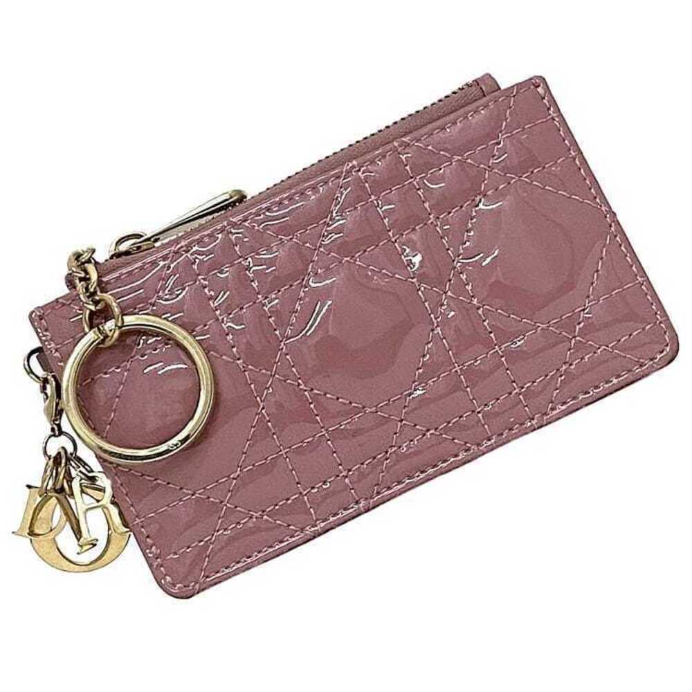 Christian Dior Keyring Coin Wallet Cannage Leather Wallet Pink